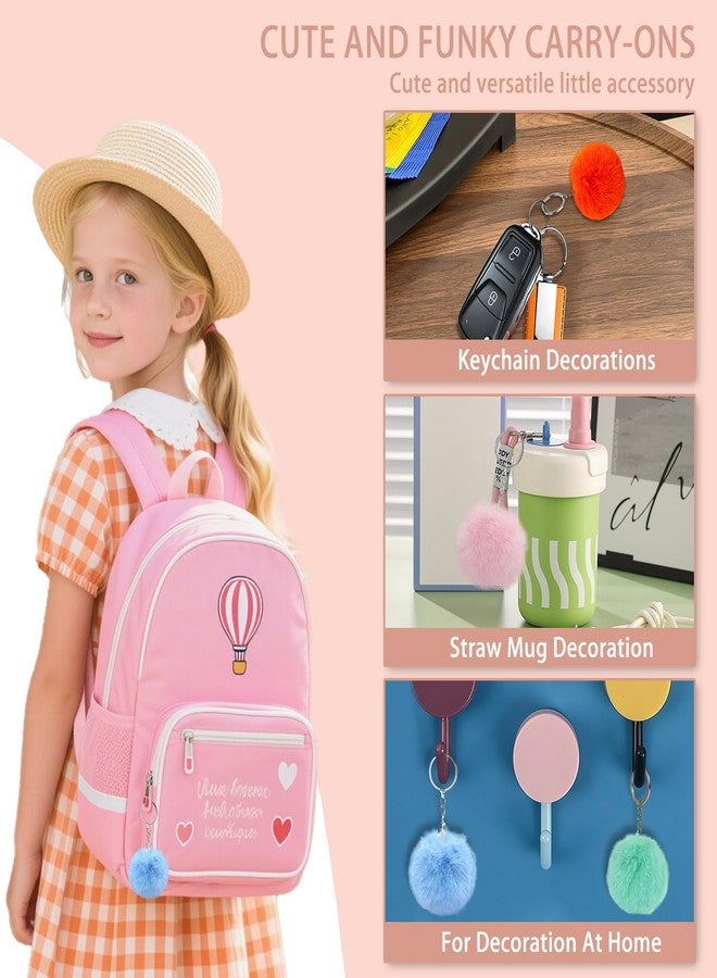 Cxtiy 8-Pack Fluffy Keychains for Women Girl - Soft Cute Bag Charms for kids, Purse Accessories, Car Keychain, Backpack & Jeans Decor (8 Colors) - Image 2